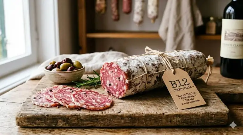 Salame italiano artesanal fatiado — B12 Charcutaria Goiânia