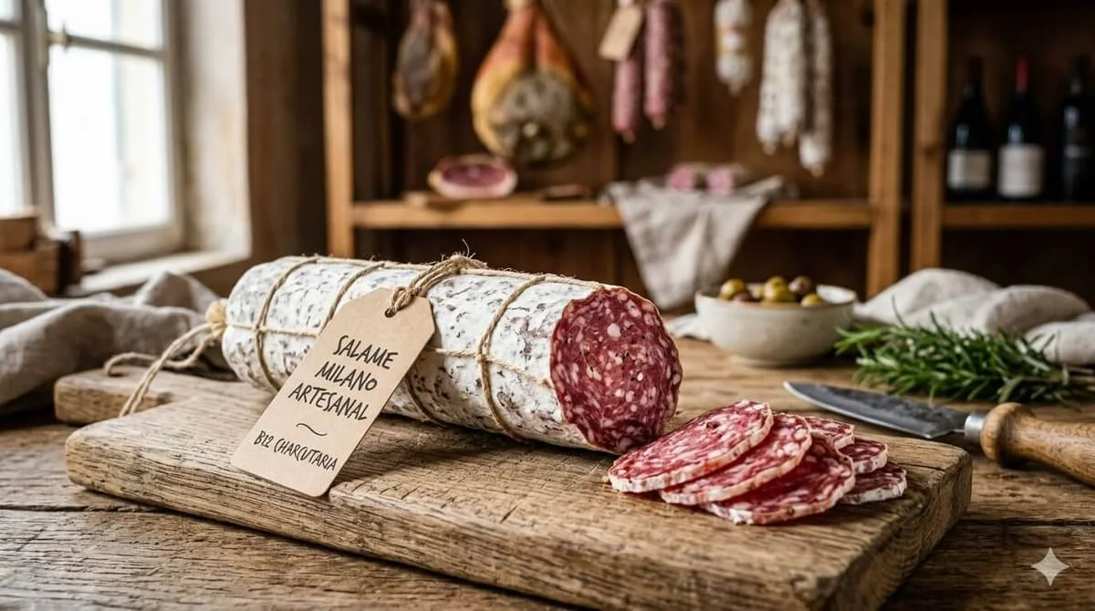 Salame milano artesanal fatiado — B12 Charcutaria Goiânia
