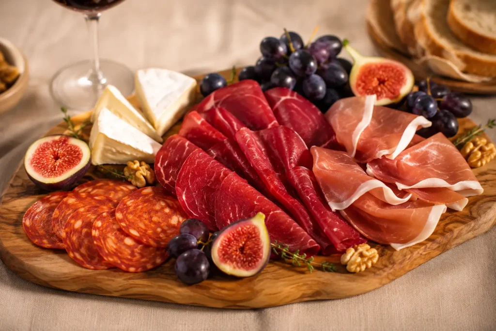 Tábua de frios gourmet com bresaola, presunto speck e pepperoni artesanal B12 Charcutaria Goiânia
