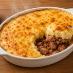 Escondidinho de linguiça toscana artesanal B12 com purê de mandioca gratinado