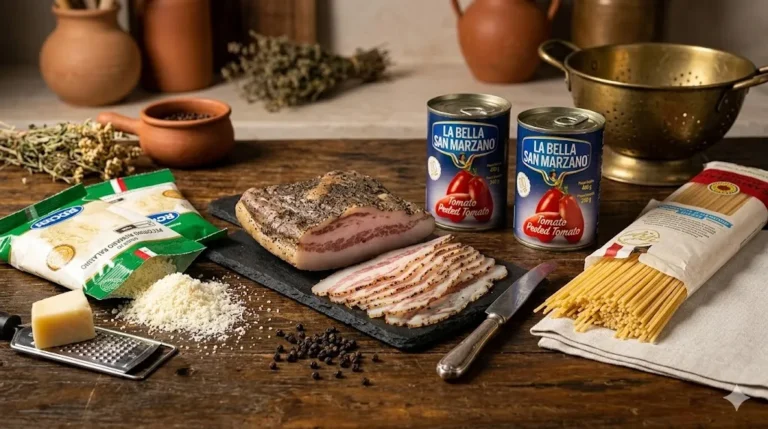 Kit Amatriciana B12 com espaguete à Amatriciana — guanciale, tomate San Marzano e pecorino romano